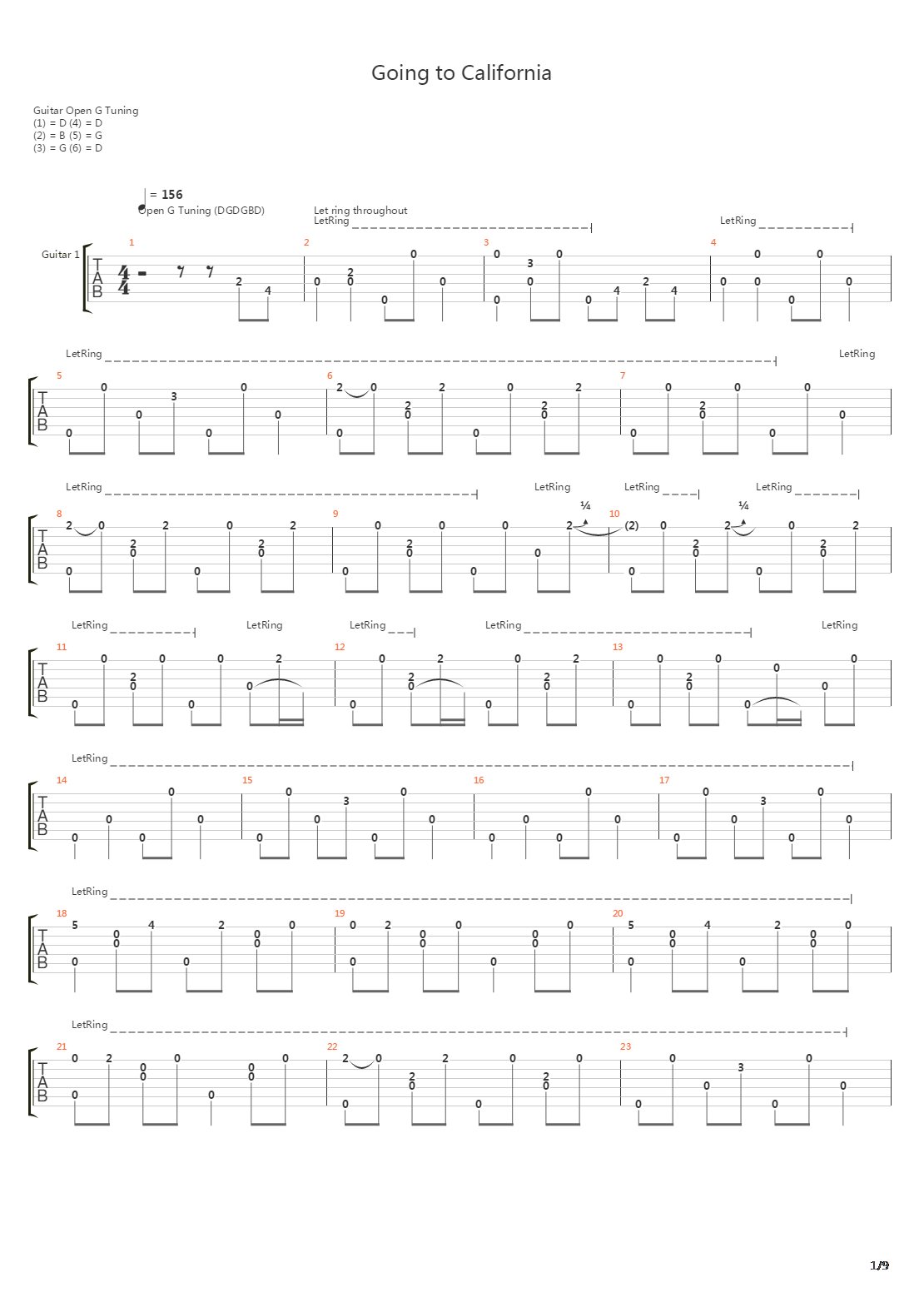 Going To California吉他谱