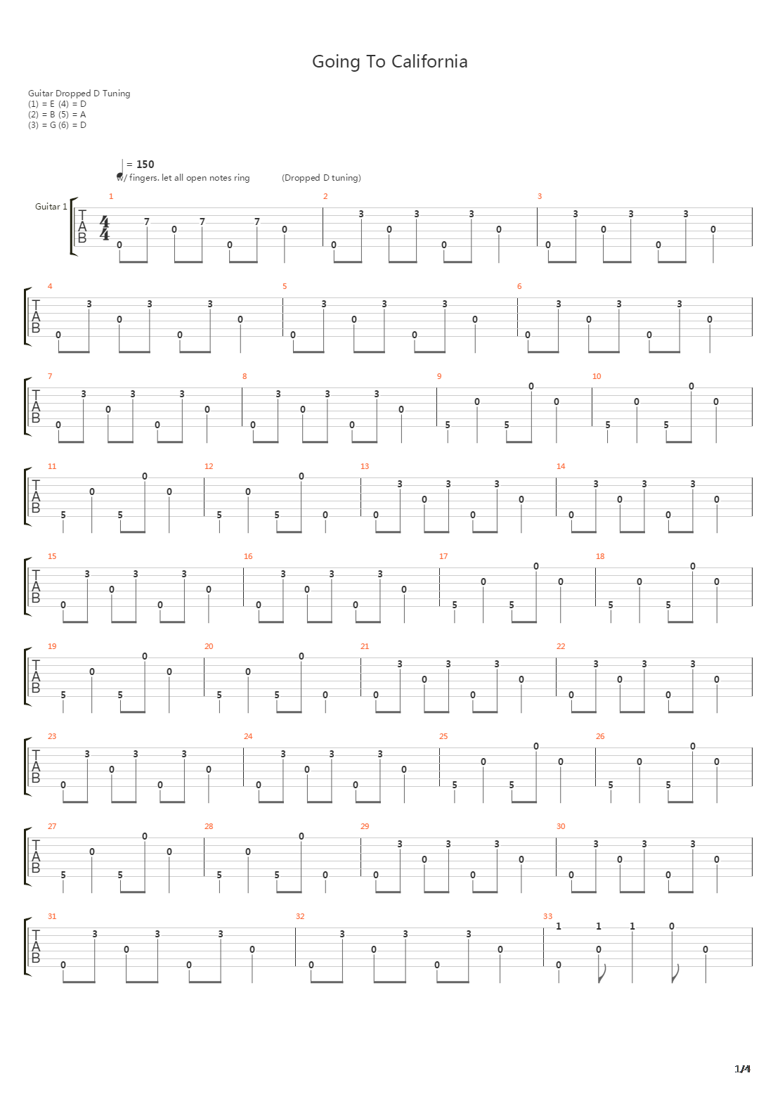 Going To California吉他谱