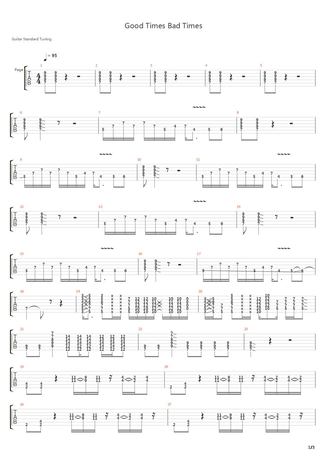 Good Times Bad Times吉他谱