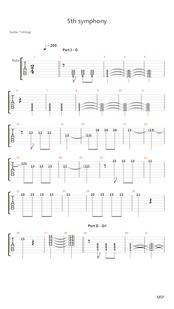 5th Symphony吉他谱