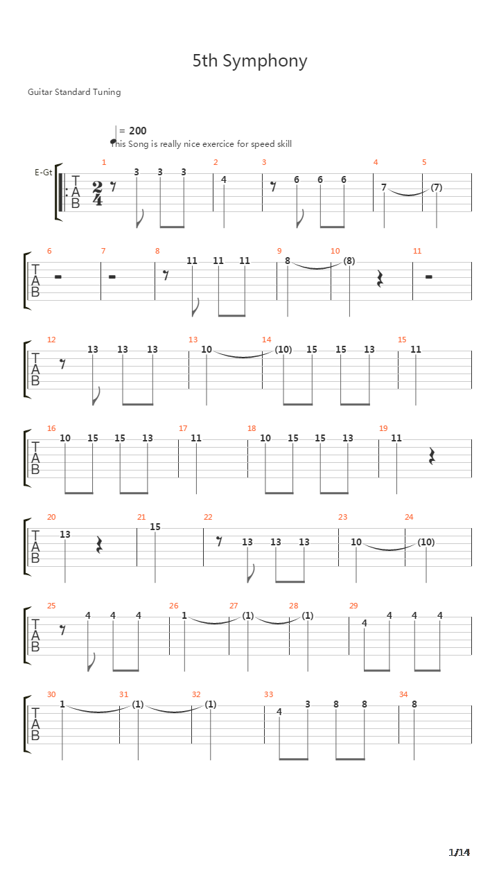 5th Symphony吉他谱