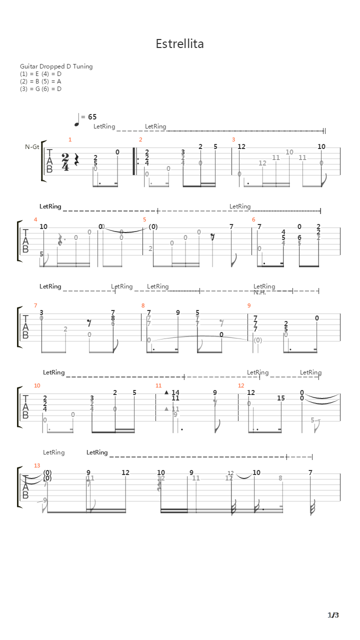 Estrellita吉他谱