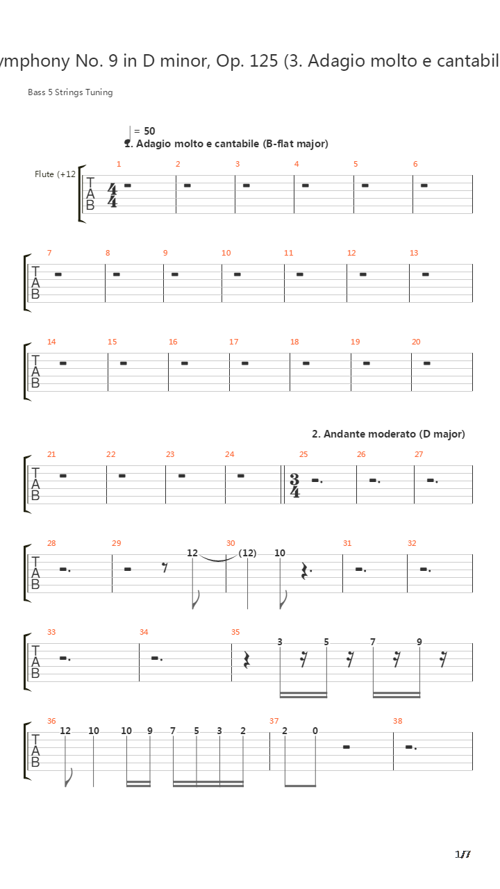 9th Symphony 3rd Movement Adagio吉他谱