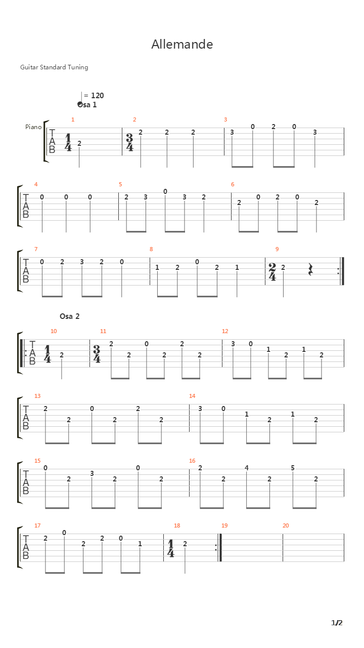 Allemande吉他谱