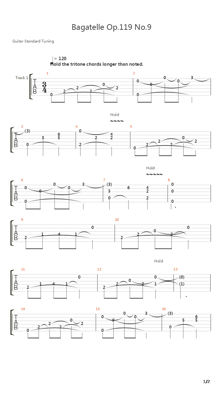 Bagatelle Op119 No9吉他谱