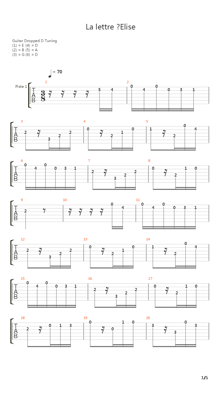 La Lettre Elise吉他谱