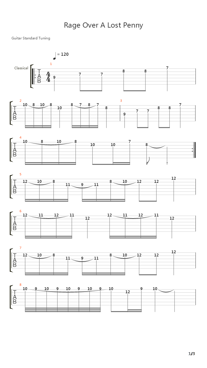 Rage Over A Lost Penny吉他谱