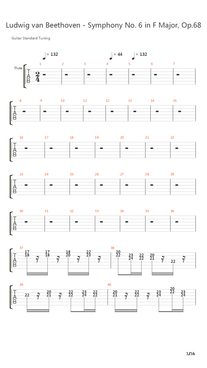 Symphony No 6 Pastoral I Allegro Ma Non Troppo吉他谱