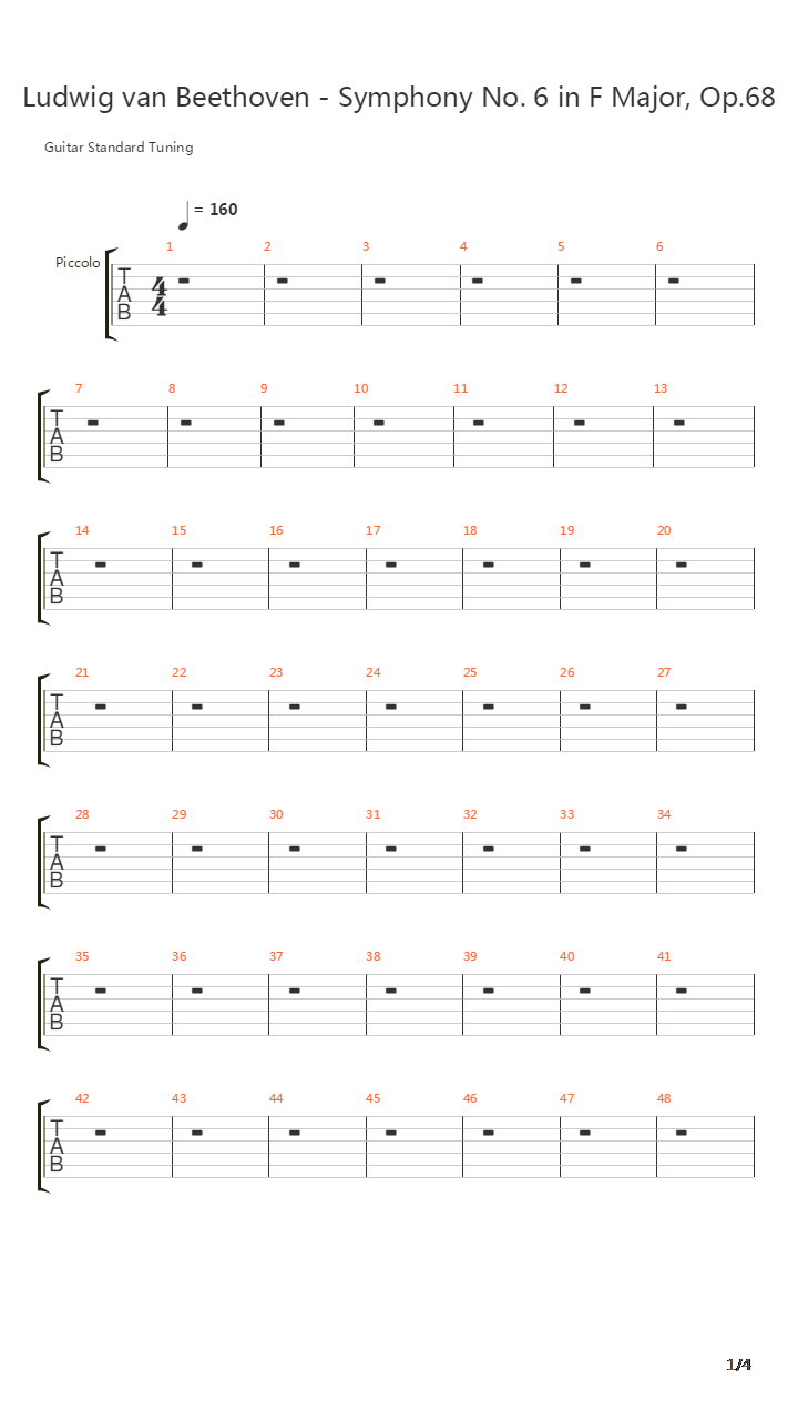 Symphony No 6 Pastoral Iv Gewitter - Sturm吉他谱