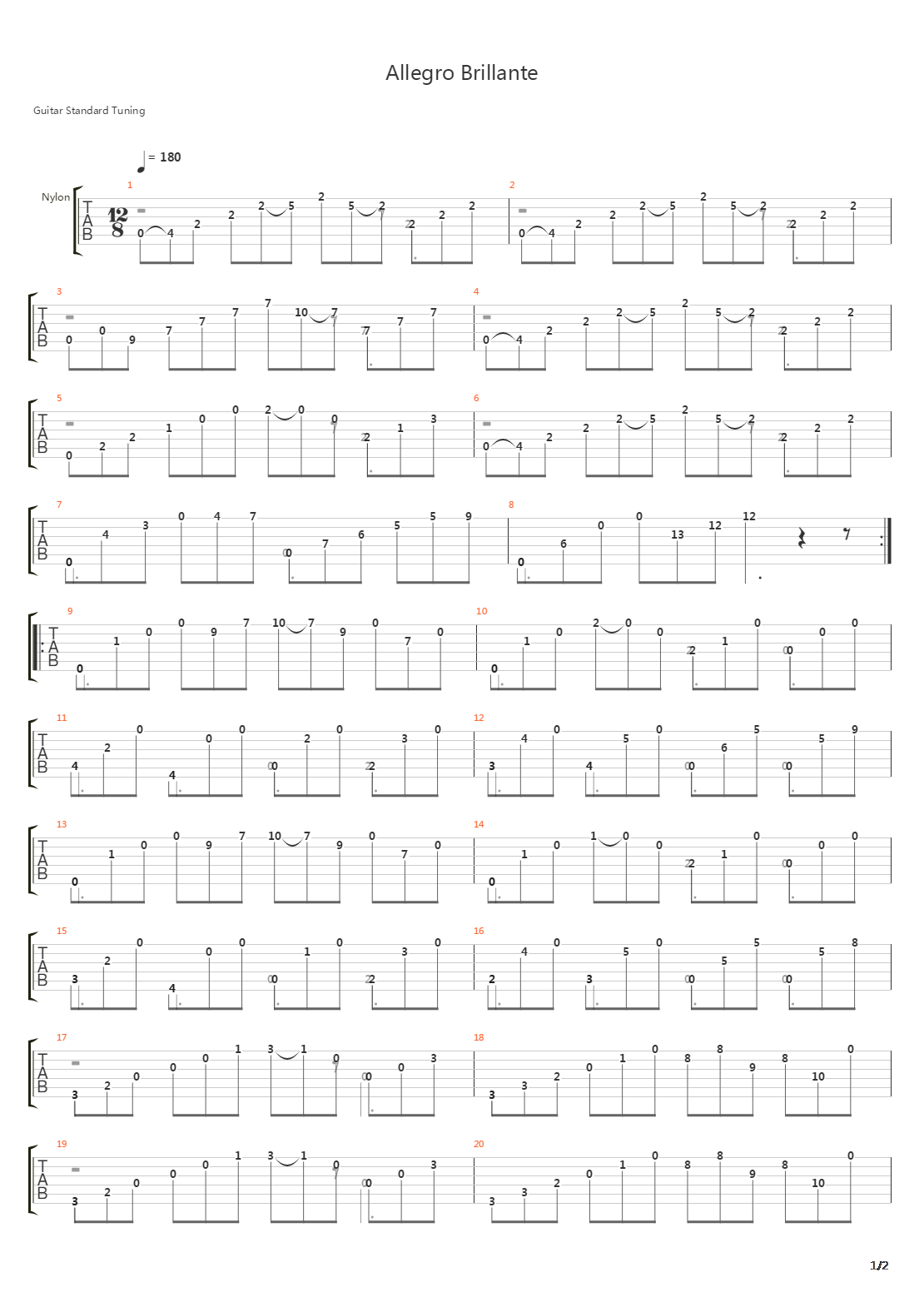 Allegro Brillante吉他谱