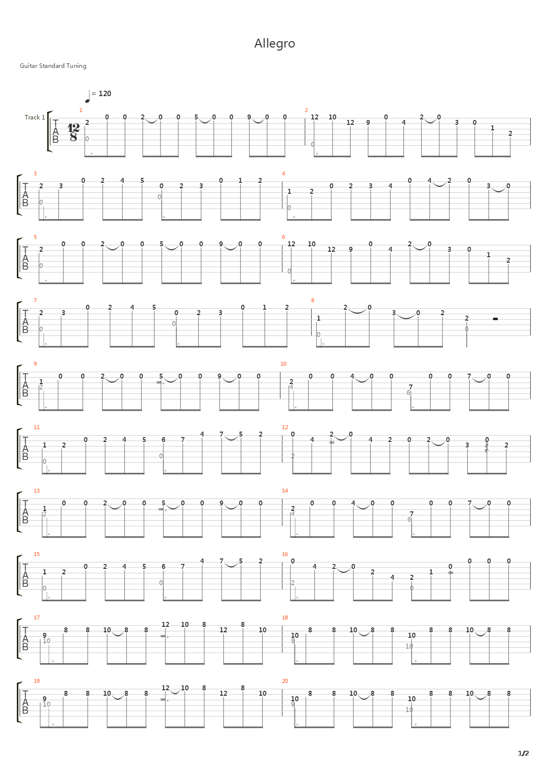 Allegro Op 60 No 20吉他谱