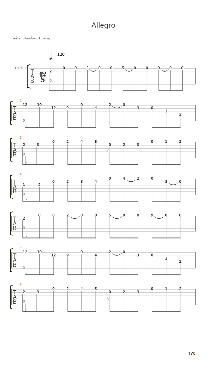 Allegro Op 60 No 20吉他谱