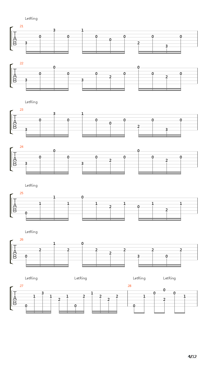 Capriccio No 4吉他谱