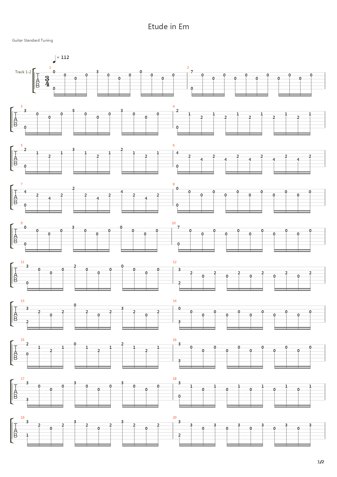 Op 60 No 19 Etude In Em吉他谱