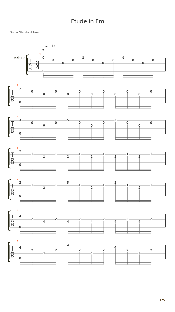 Op 60 No 19 Etude In Em吉他谱