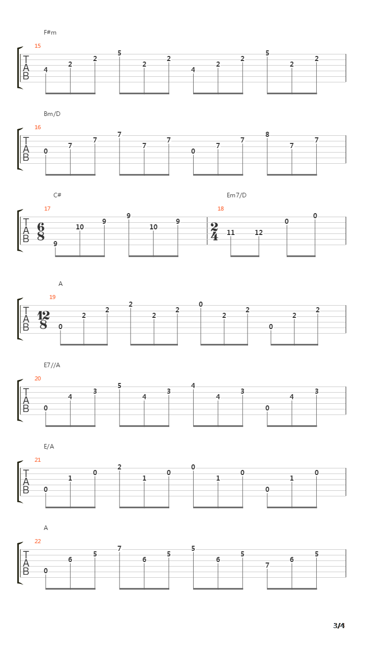 Opus 60 No3 Etude In A吉他谱