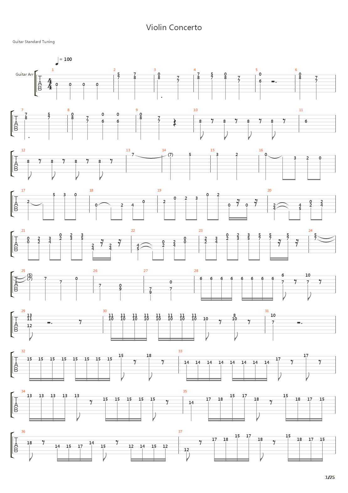 Violin Concerto - 1st Movement吉他谱