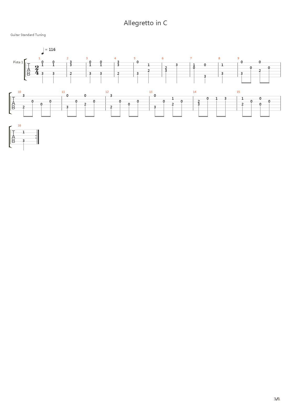 Allegretto In C吉他谱