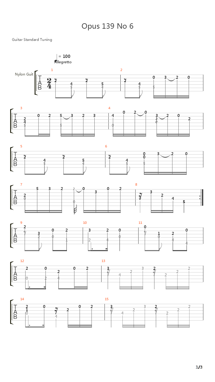 Opus 139 No 6吉他谱