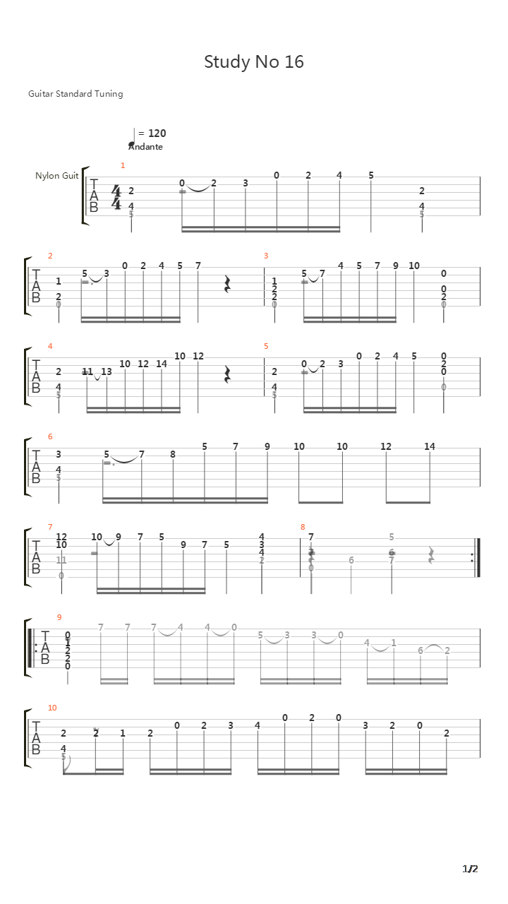 Study No 16吉他谱