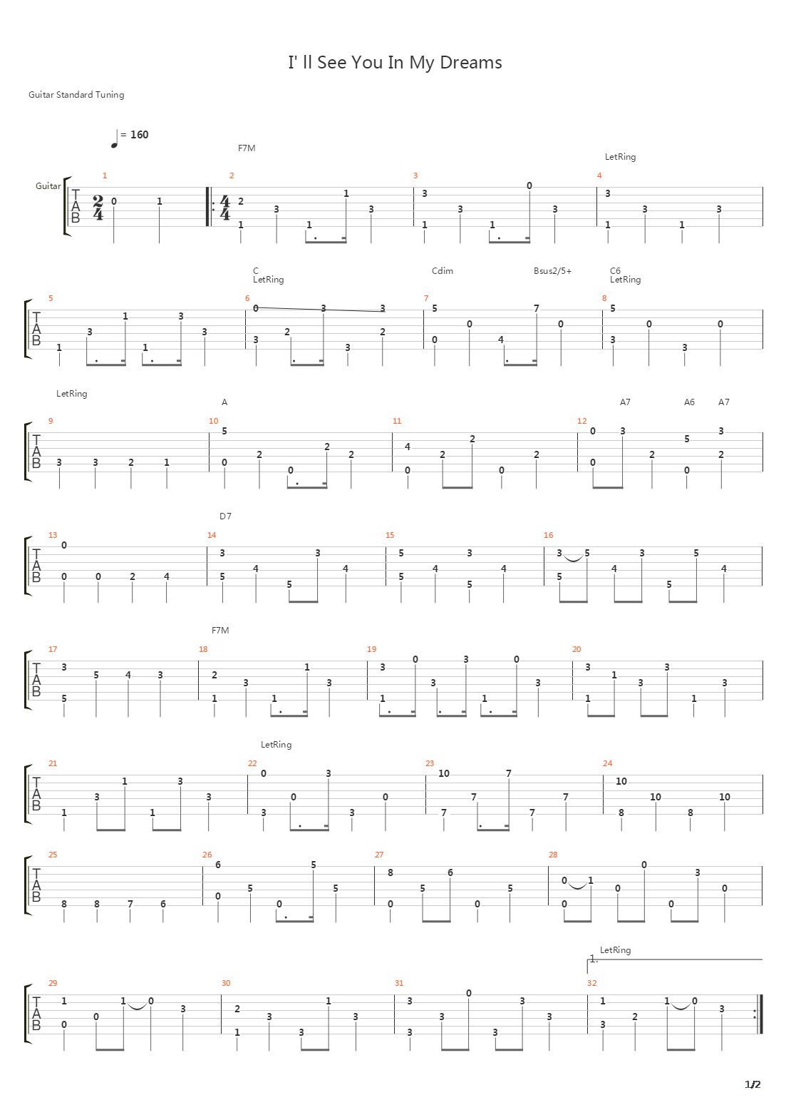 Ill See You In My Dreams吉他谱