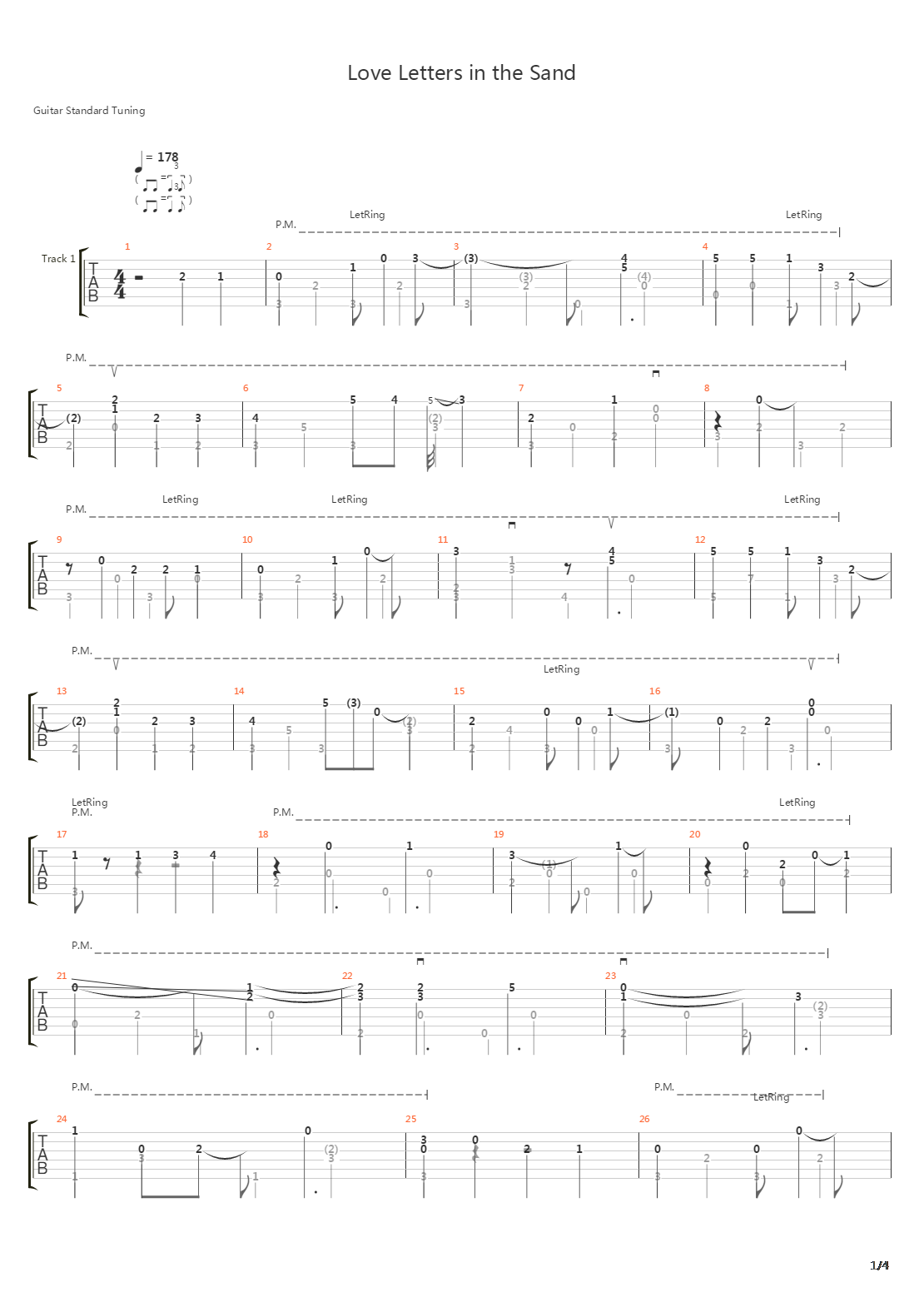 Love Letters In The Sand吉他谱