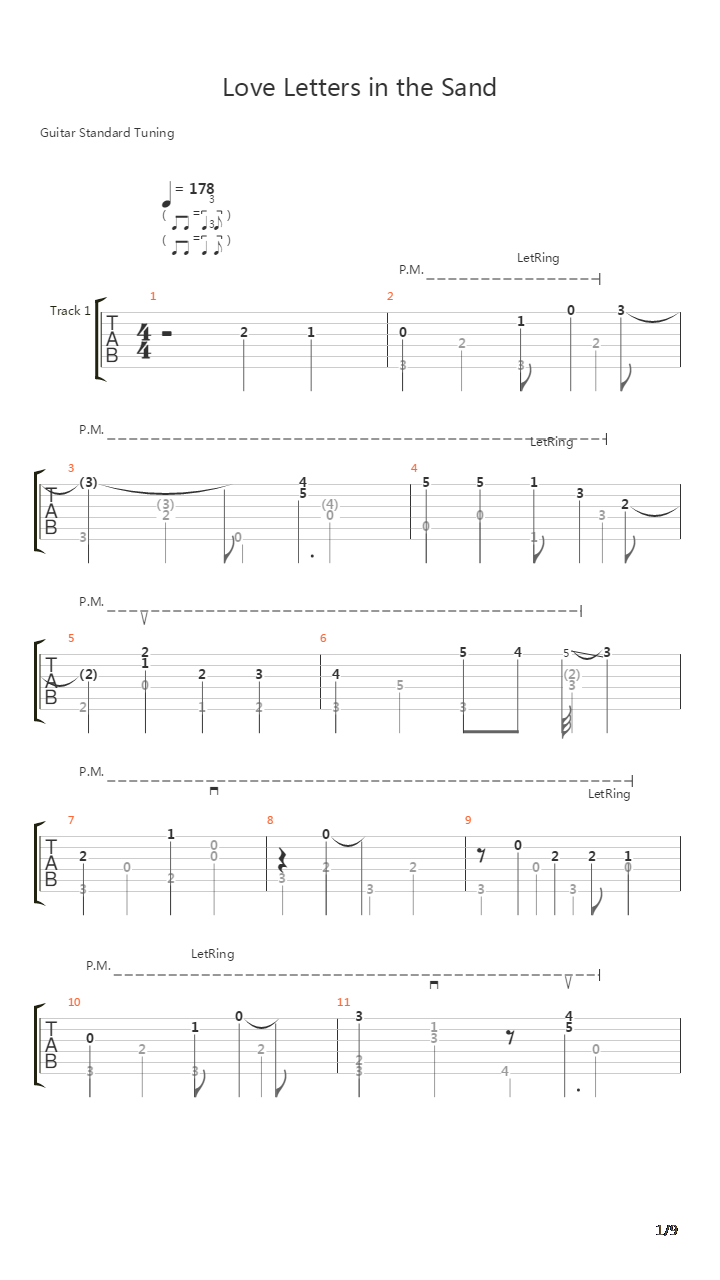 Love Letters In The Sand吉他谱
