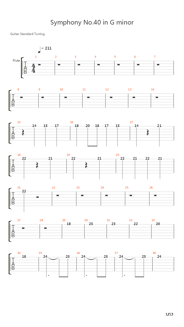 Symphony No 40 In G Minor吉他谱