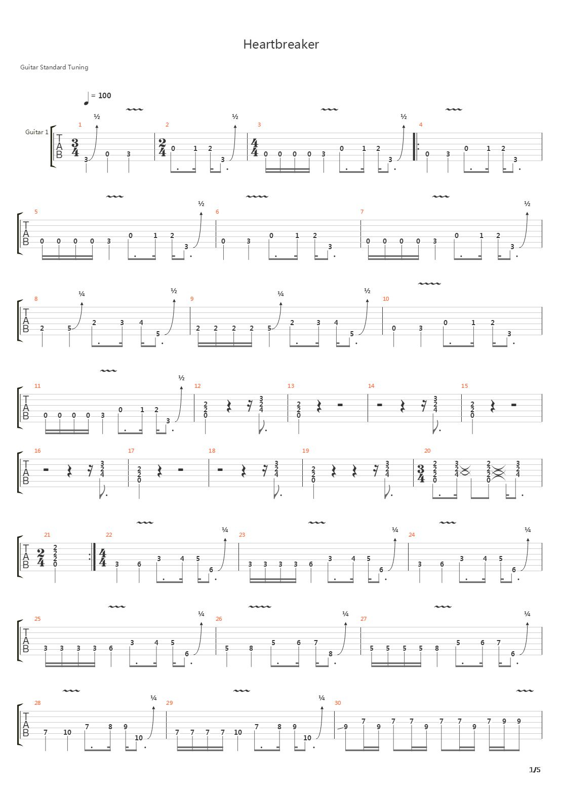 Heartbreaker吉他谱