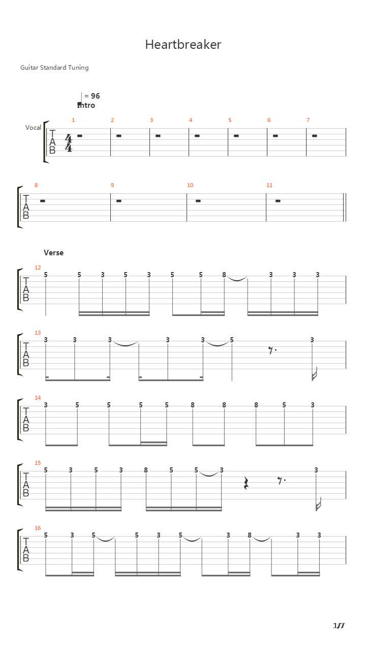 Heartbreaker吉他谱