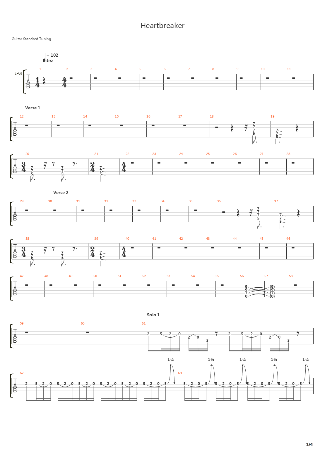 Heartbreaker吉他谱