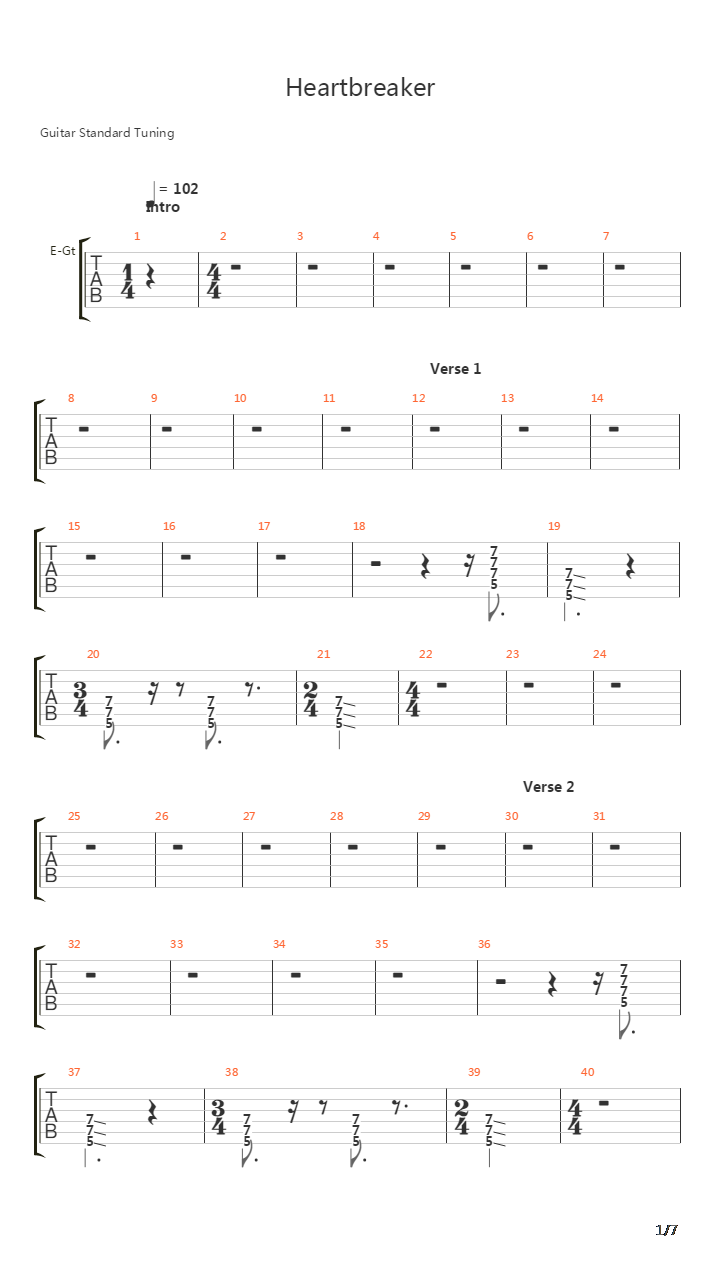 Heartbreaker吉他谱
