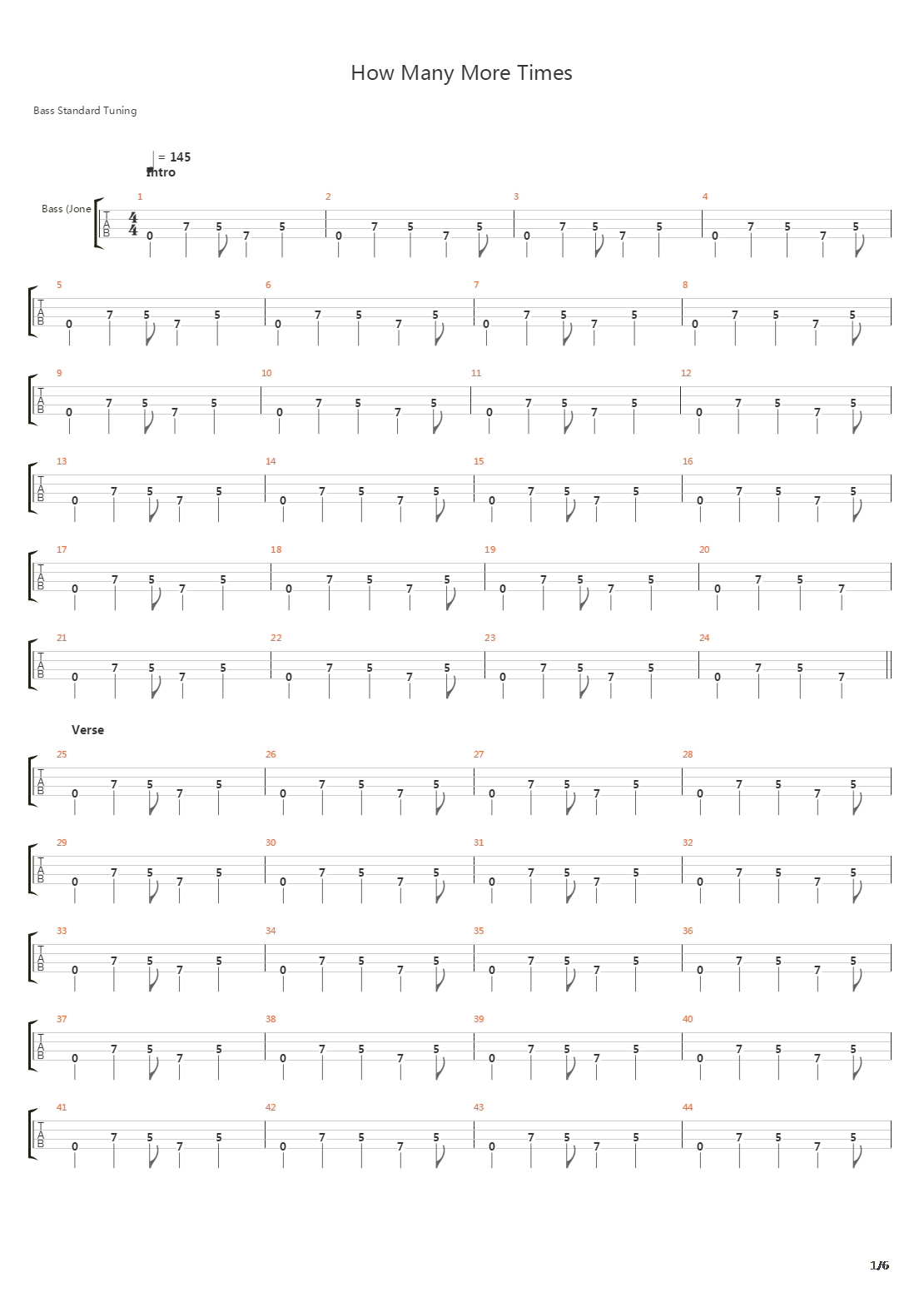 How Many More Times吉他谱