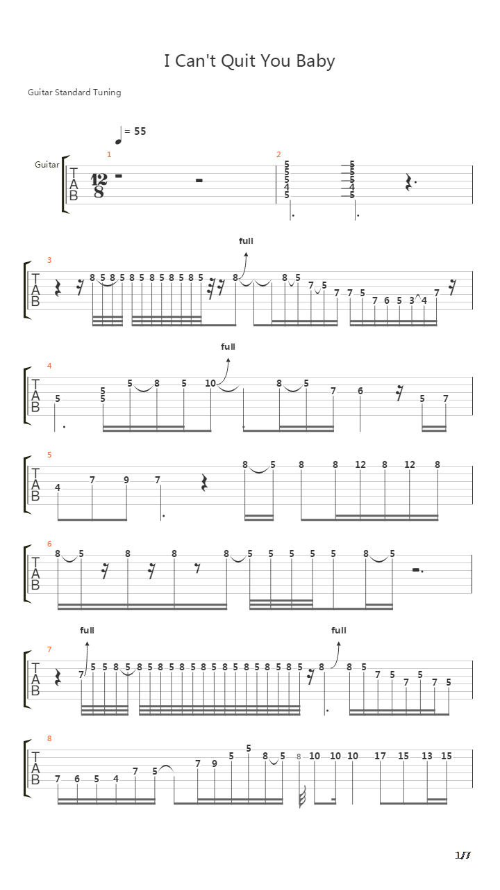 I Cant Quit You Baby吉他谱