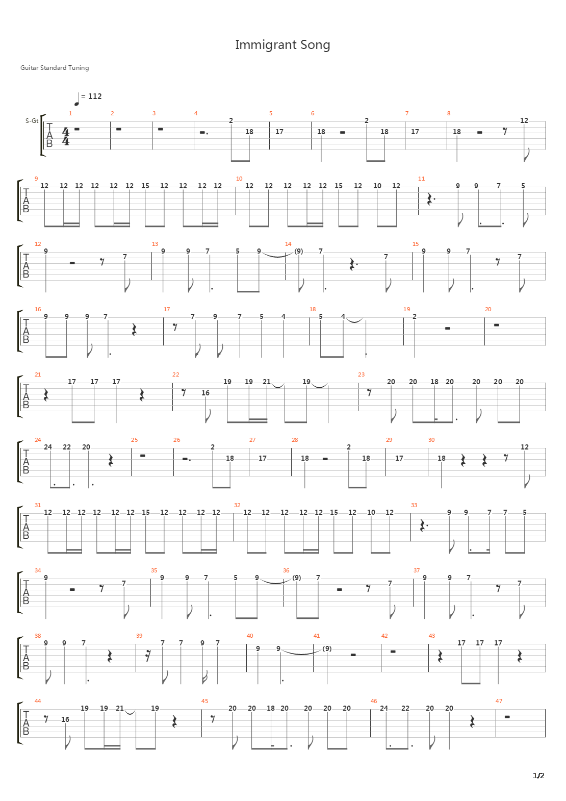 Immigrant Song吉他谱