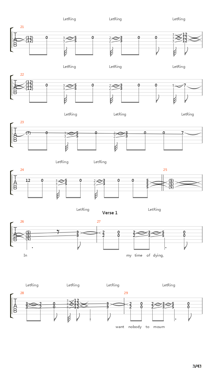 In My Time Of Dying吉他谱