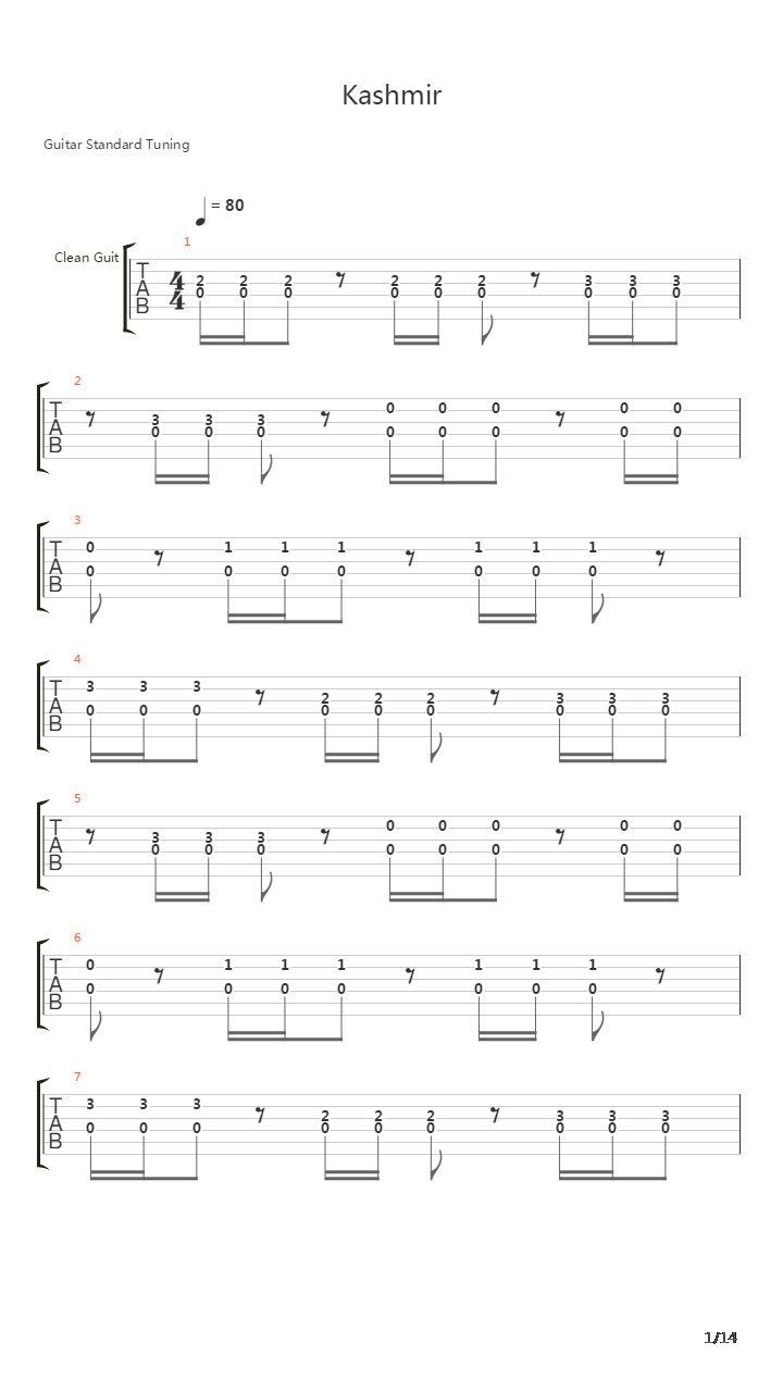 Kashmir吉他谱