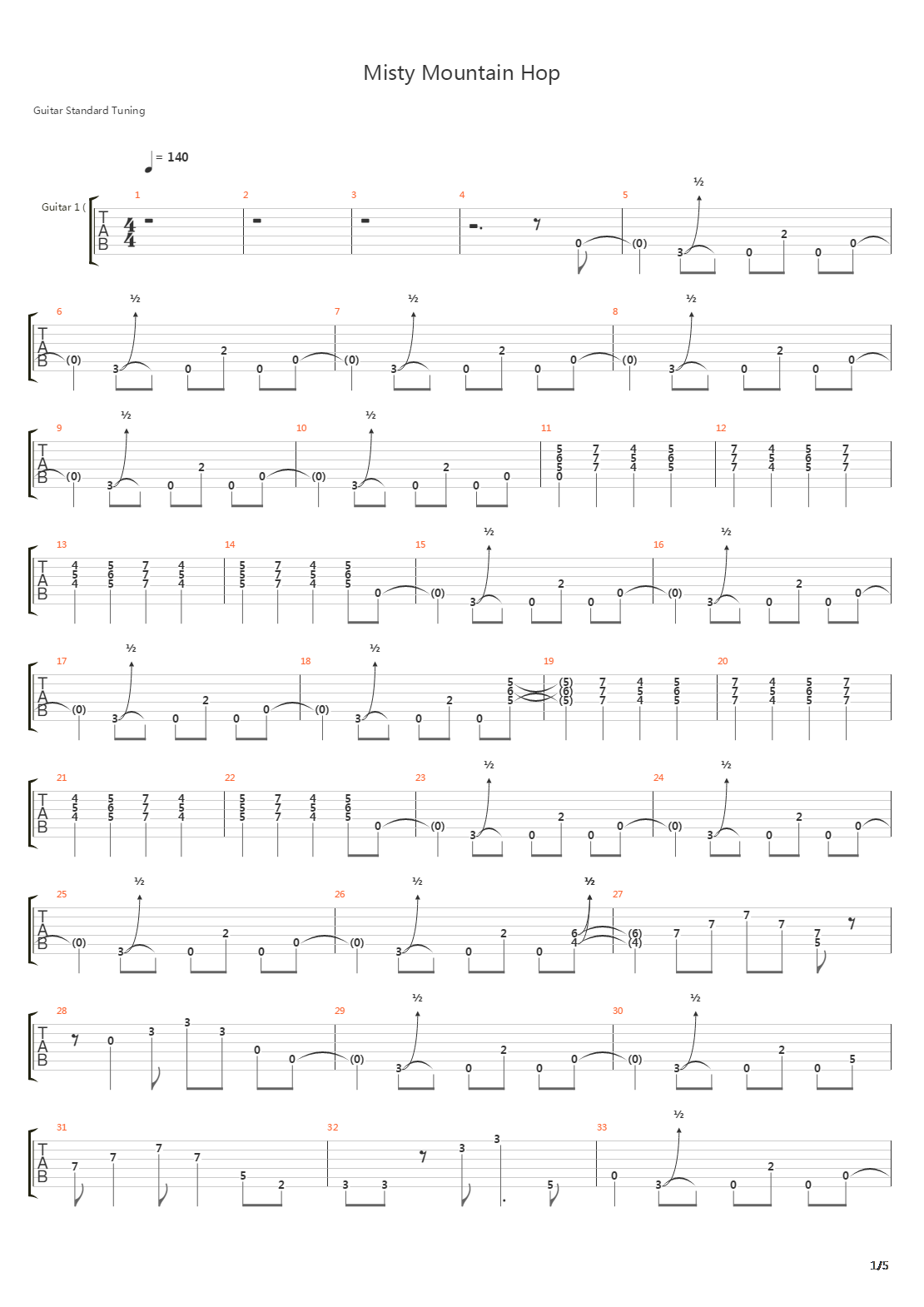 Misty Mountain Hop吉他谱