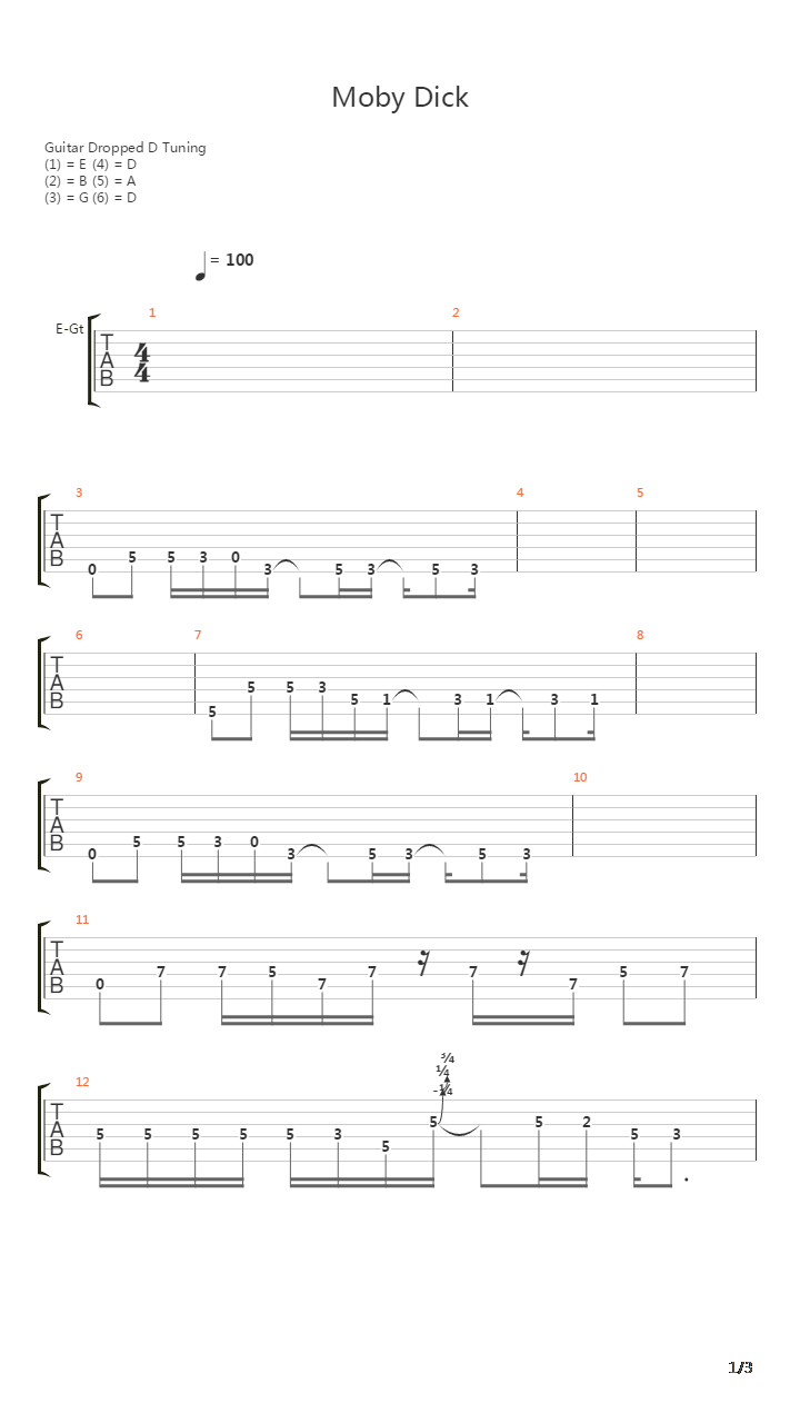 Moby Dick吉他谱