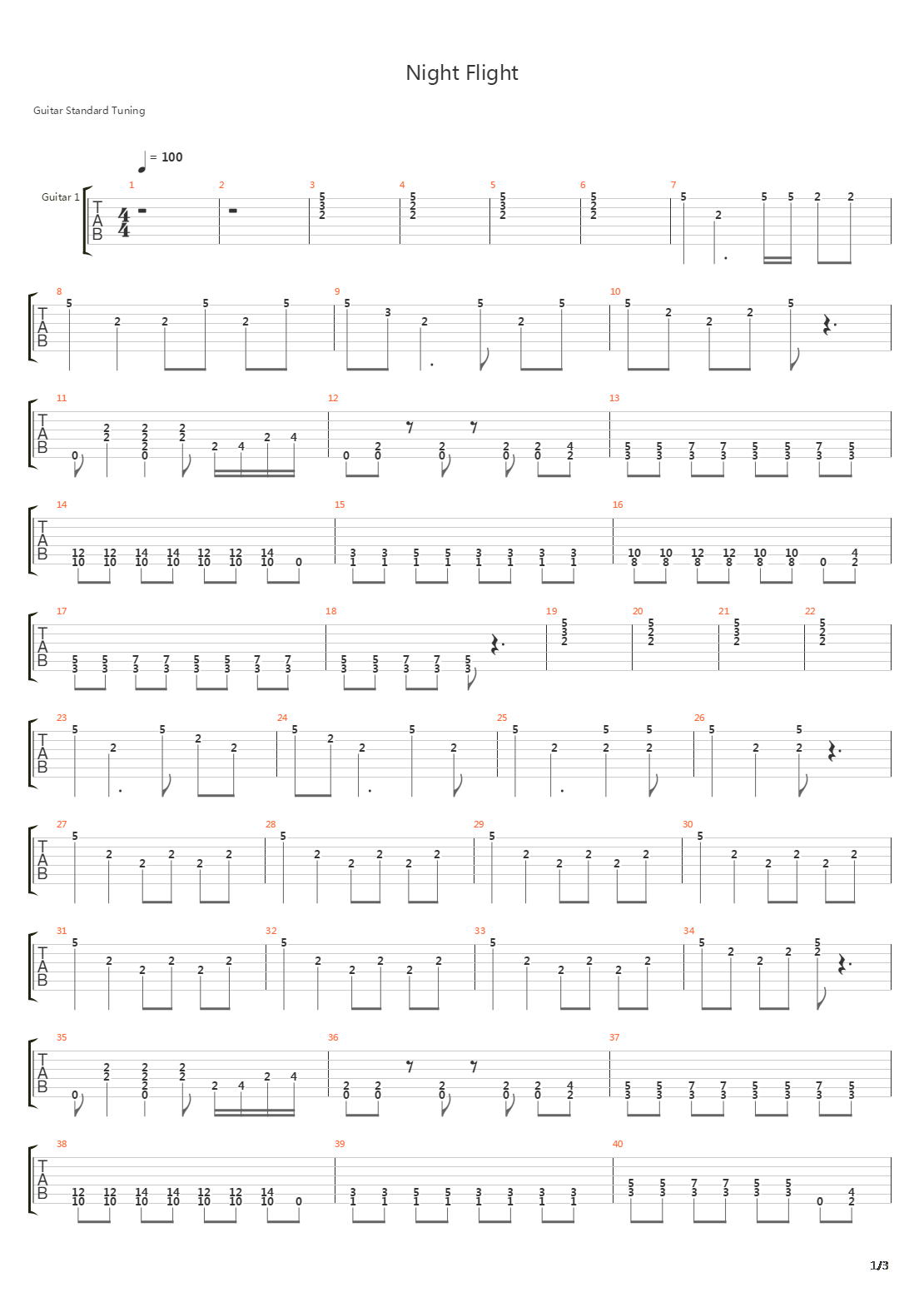 Night Flight吉他谱