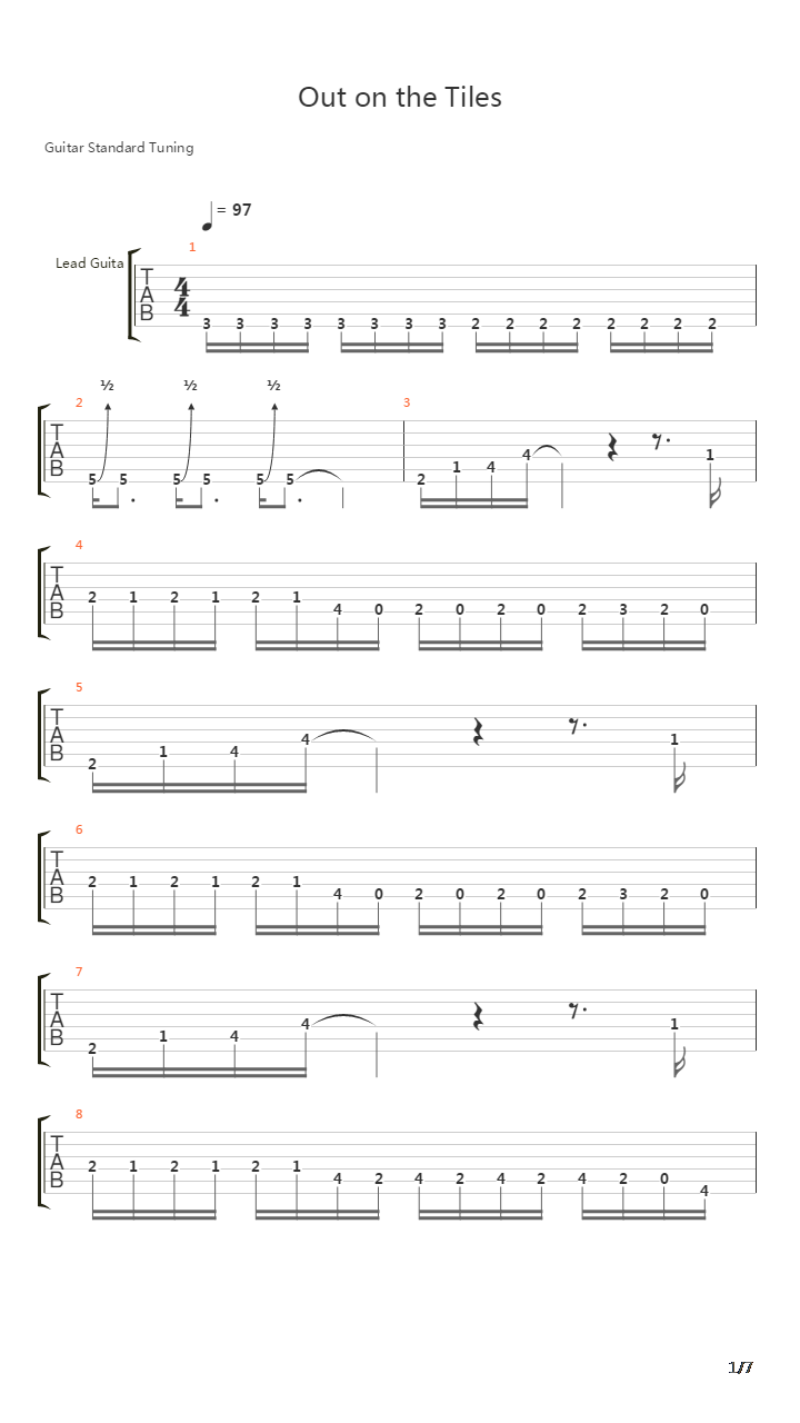 Out On The Tiles吉他谱