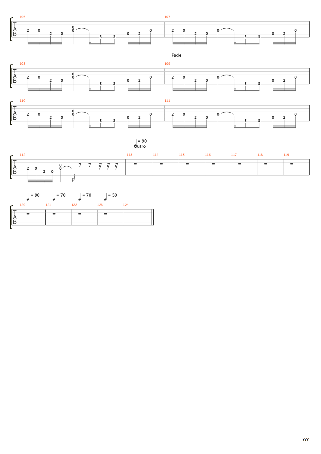 Over The Hills And Far Away吉他谱