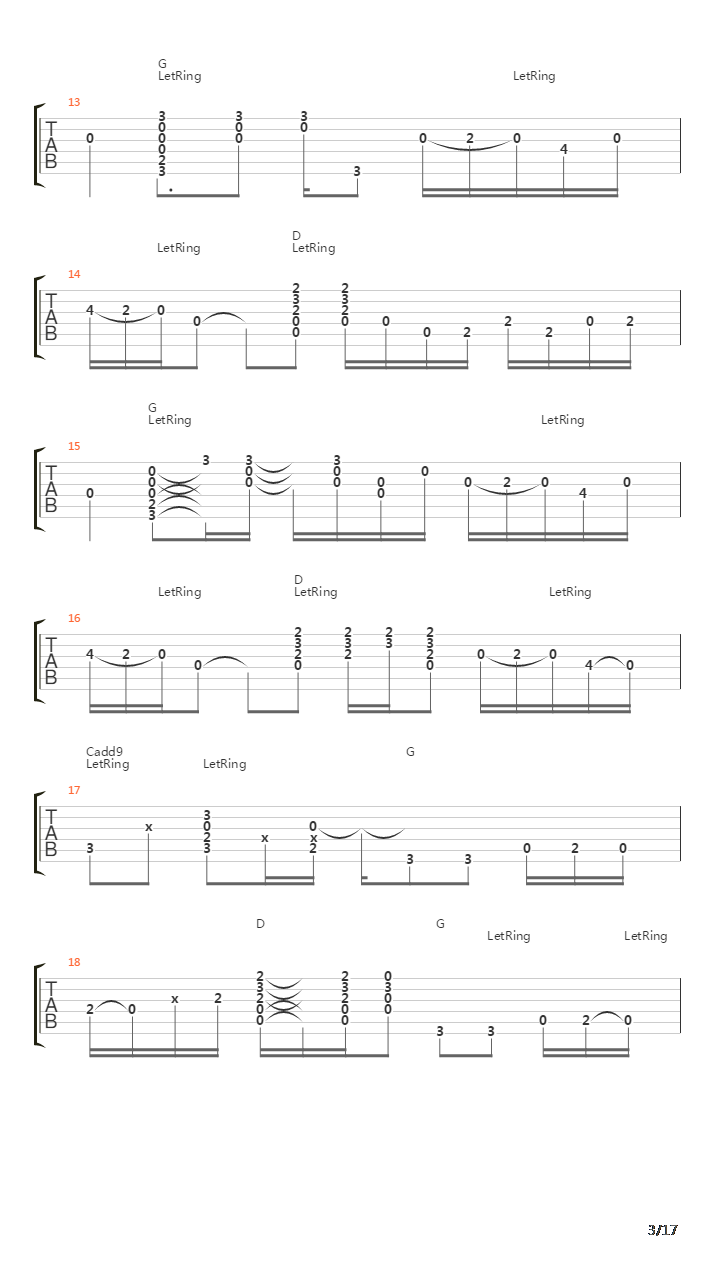 Over The Hills And Far Away吉他谱