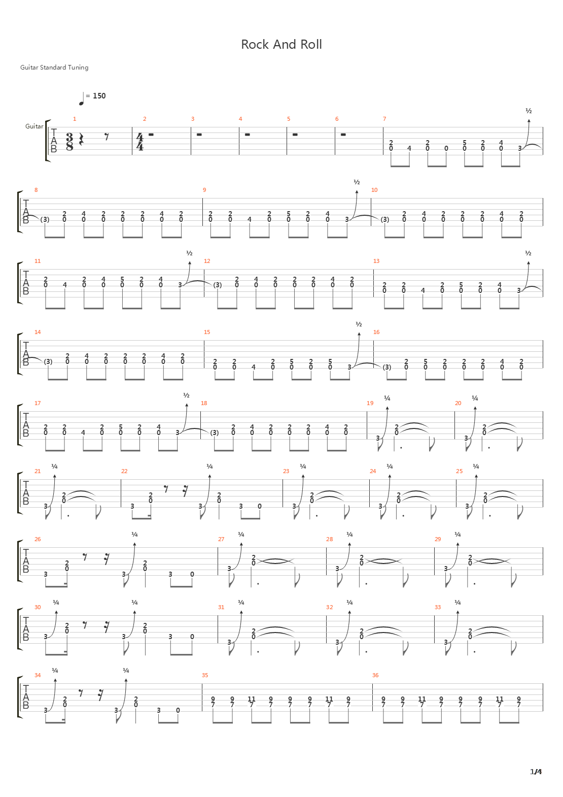 Rock And Roll吉他谱