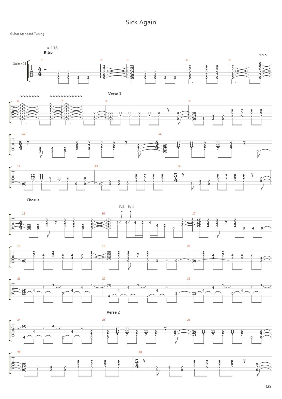 Sick Again吉他谱