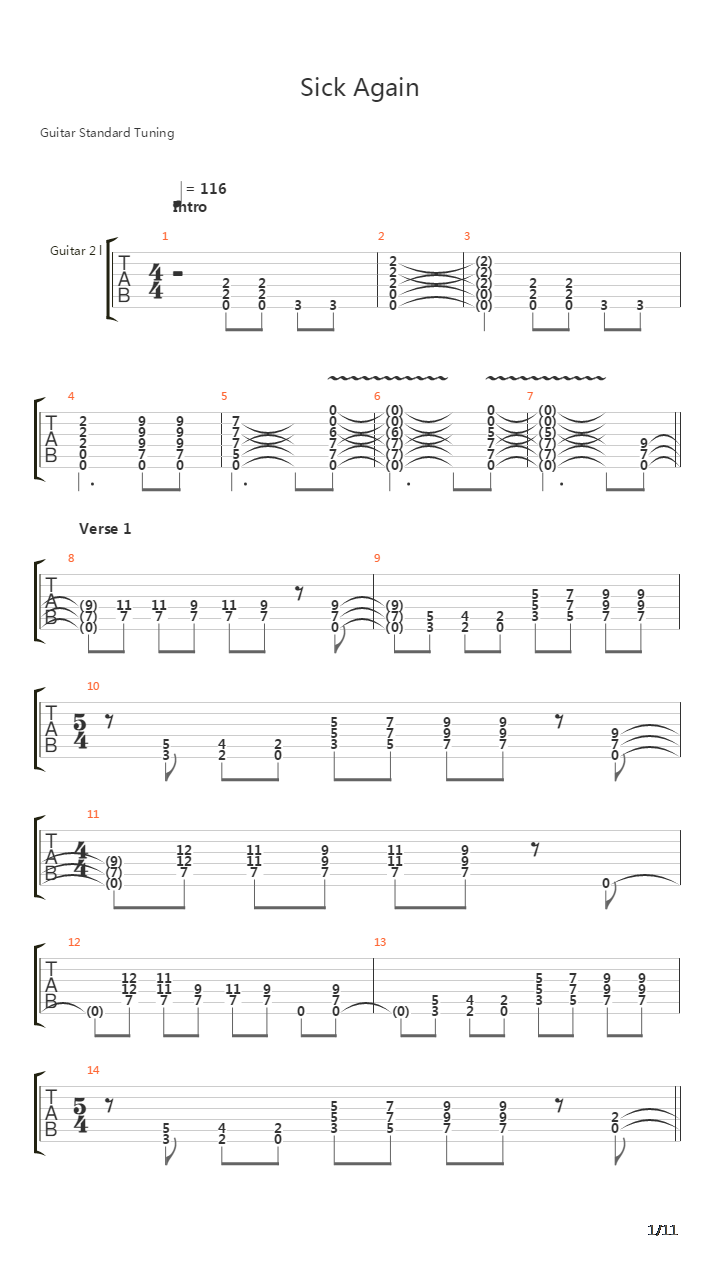 Sick Again吉他谱
