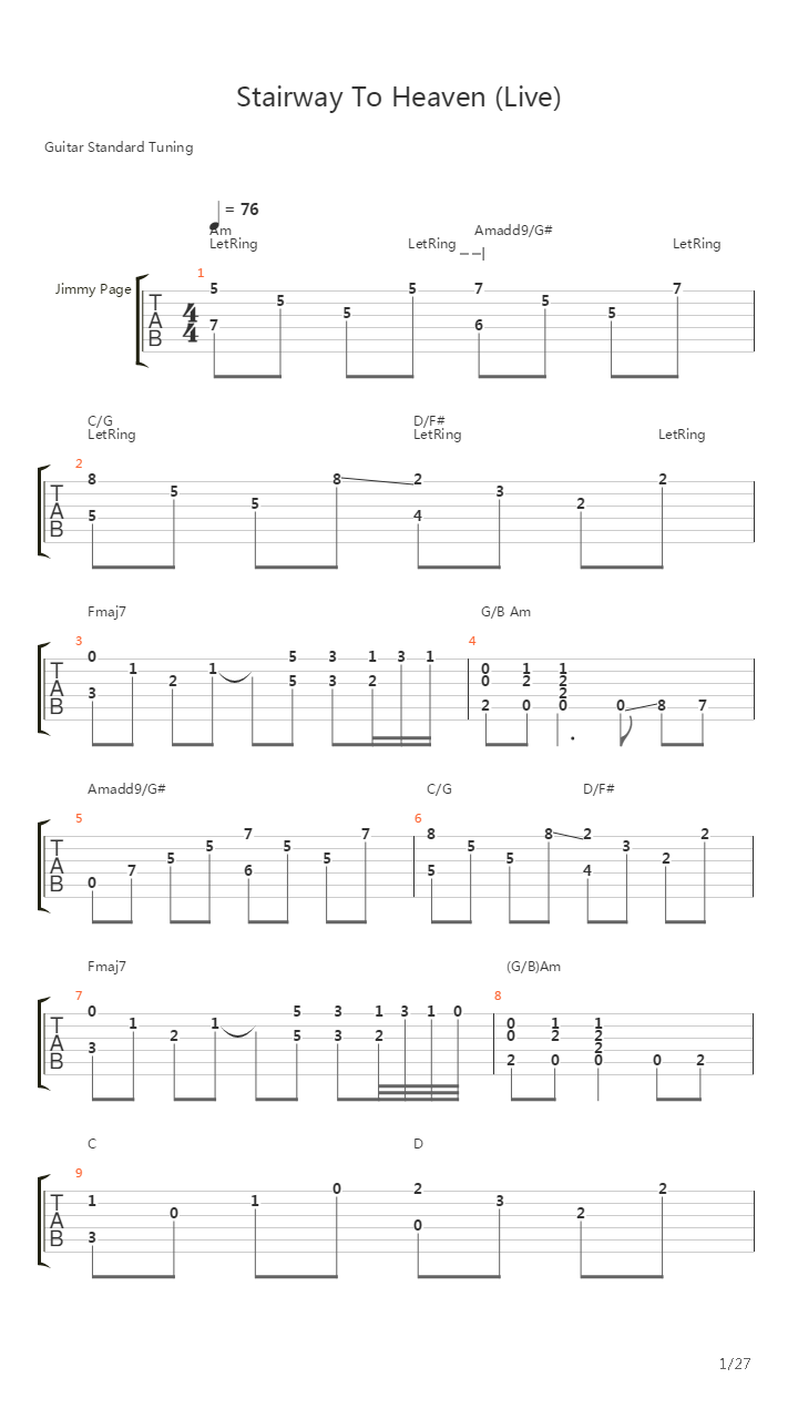 Stairway To Heaven吉他谱