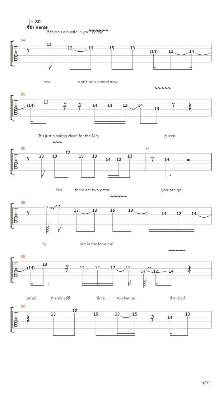 Stairway To Heaven Tsrts吉他谱