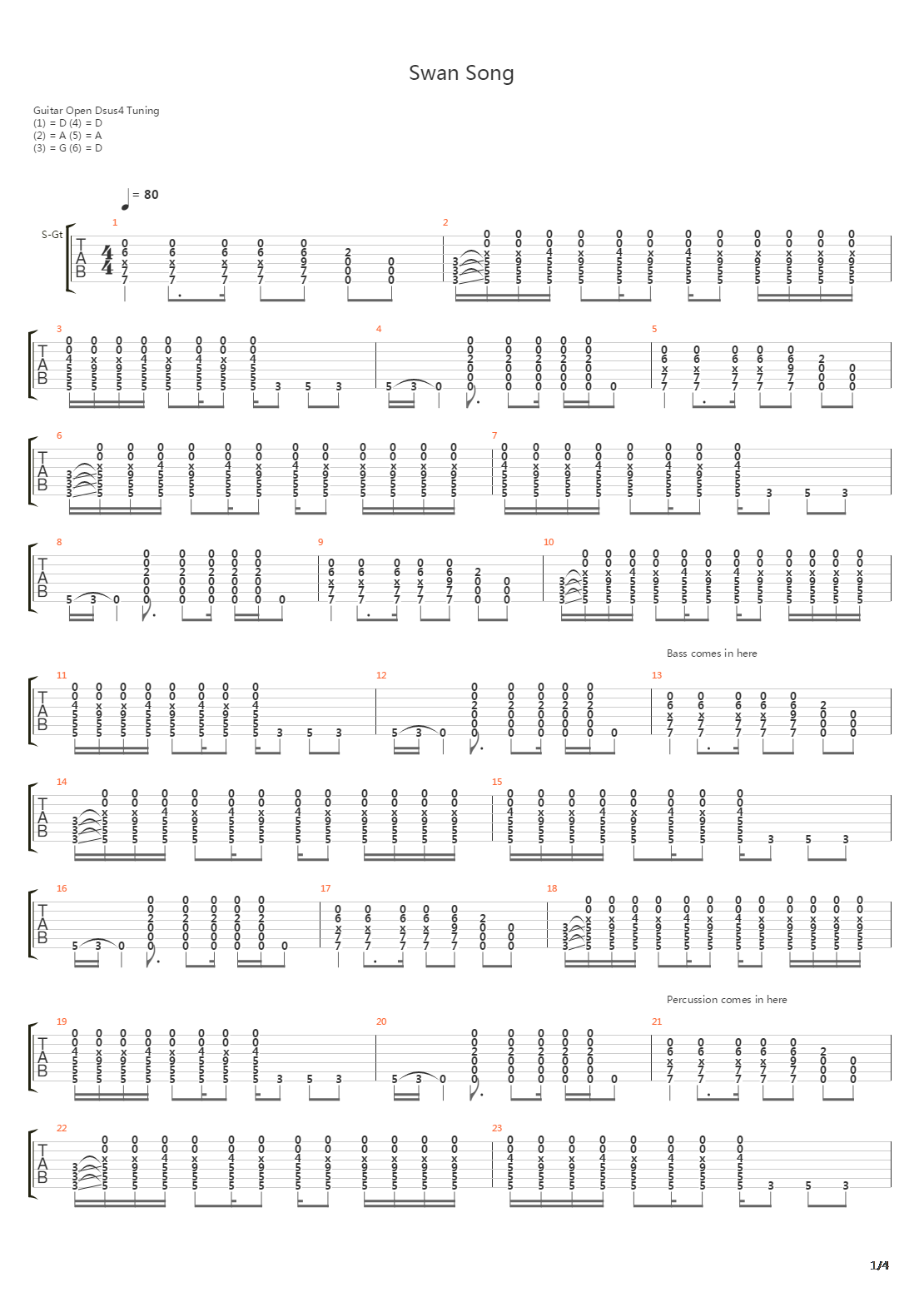 Swan Song吉他谱