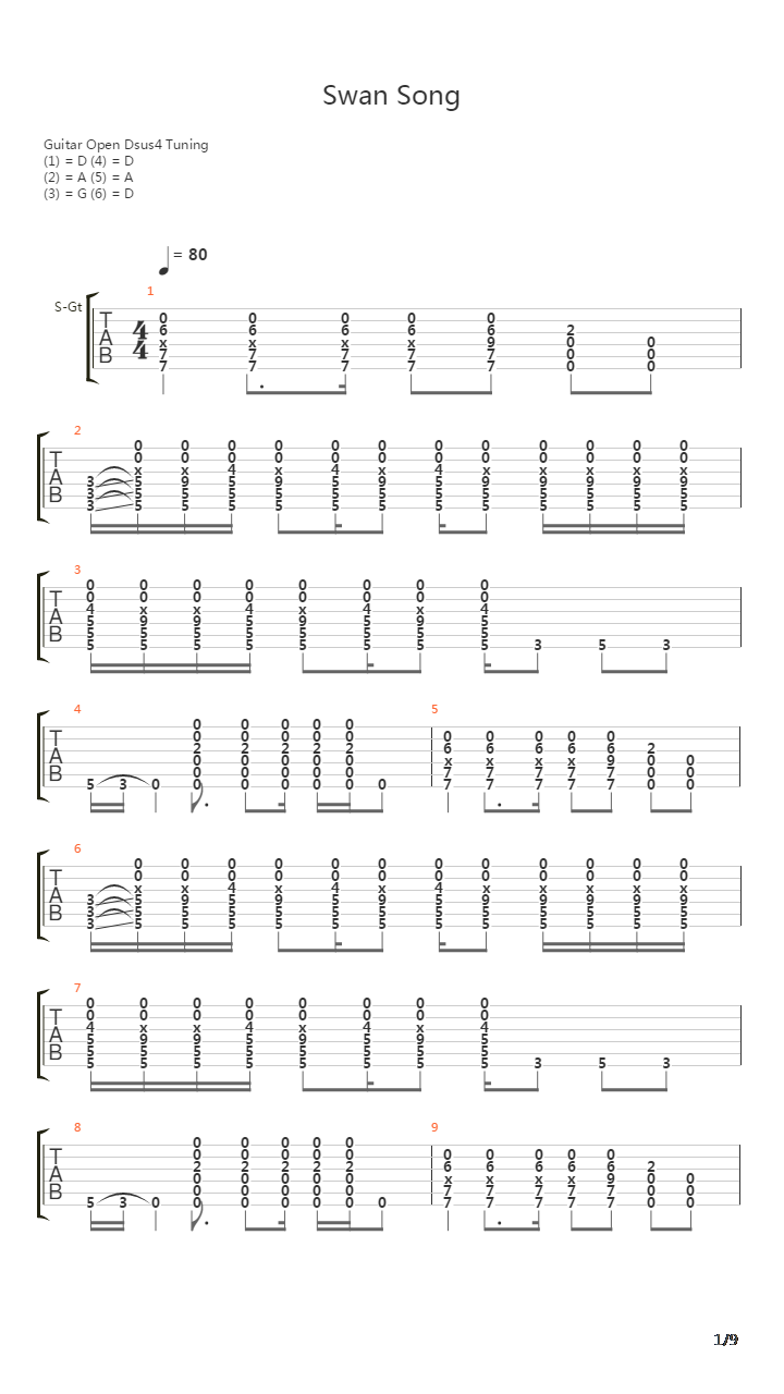Swan Song吉他谱